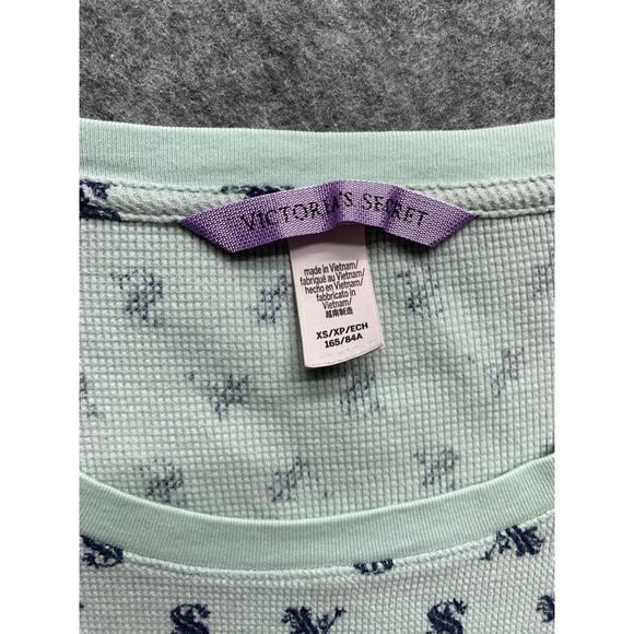 Victorias Secret Pajama Set Womens XS Mint Green Thermal Logo Long Johns - Picture 5 of 16